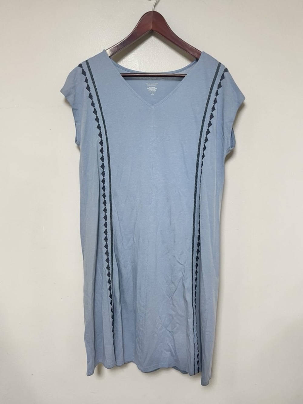 J Jill Pure Jill Blue Cotton Embroidered Cap Sleeve Cottagecore Dress Size S